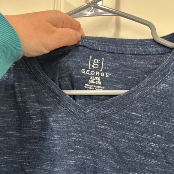 Blue Short Sleeve Tee with Marled Texture / D22 - Picture 3 of 3